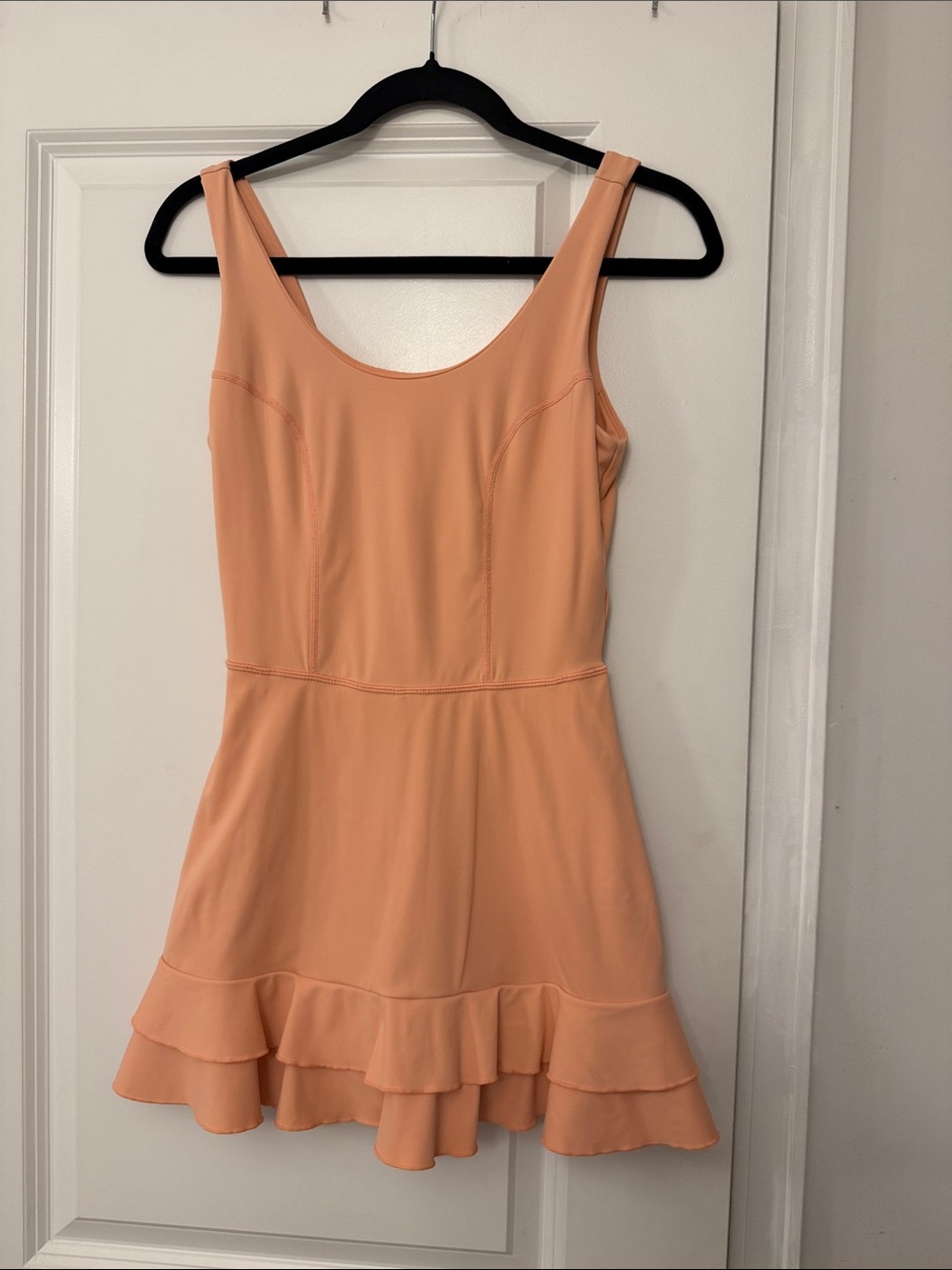 JoyLab Peach Ruffle-Hem Sleeveless Romper